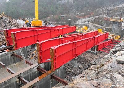 Two launching steel nose for Rossevann bridge along E39 motorway in Norway